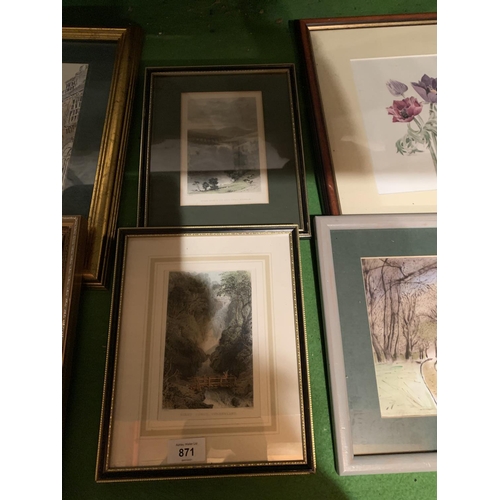 871 - AN ASSORTMENT OF FRAMED PRINTS