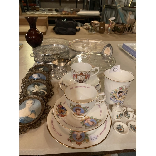 875 - AN ASSORTMENT OF VARIOUS ITEMS TO INCLUDE COMMEMORATIVE WARE