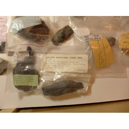 448 - A LARGE COLLECTION OF NEOLITHIC AND MESOLITHIC WORKED FLINTS, ABORIGINAL STONE TOOLS, ANTLER FRAGMEN... 