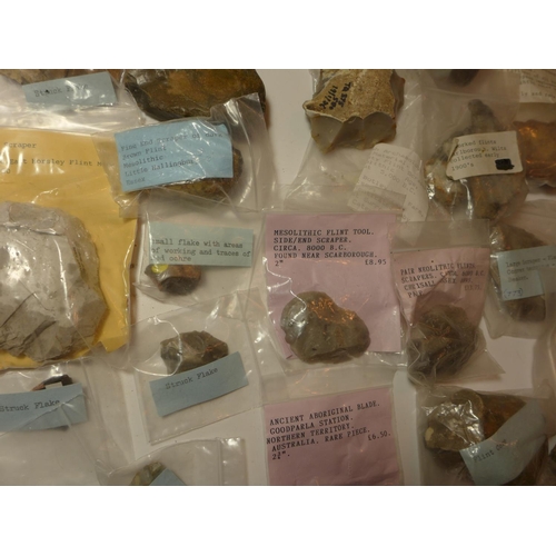 448 - A LARGE COLLECTION OF NEOLITHIC AND MESOLITHIC WORKED FLINTS, ABORIGINAL STONE TOOLS, ANTLER FRAGMEN... 