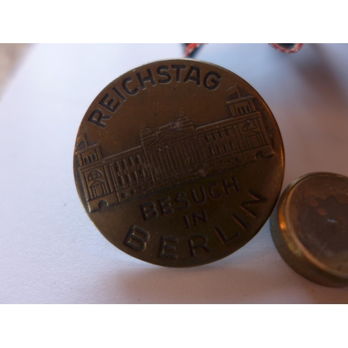 476 - A MESS PLATE, GERMAN 1914-18 MEDAL, MINIATURE COMPASS (POSSIBLY AN ESCAPE EXAMPLE) SILVER TYNE DIVIS... 