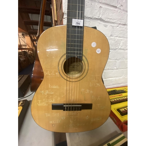 286 - A BURSWOOD ACOUSTIC GUITAR WITH CANVAS CARRY CASE