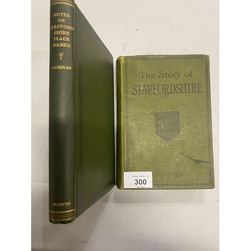 300 - 'THE STORY OF STAFFORDSHIRE' BY MARK HUGHES (1924) AND 'NOTES ON STAFFORDSHIRE PLACE NAMES' BY W H D... 