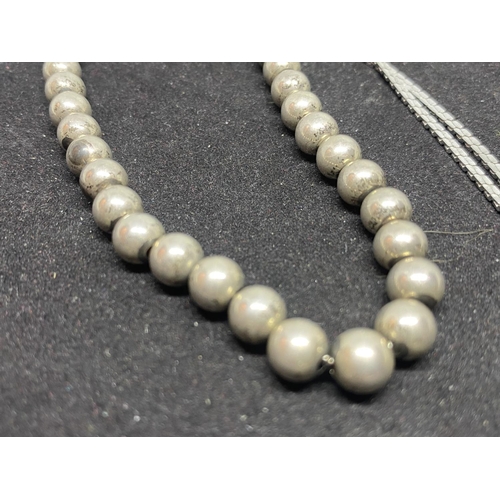 523 - THREE SILVER NECKLACES TO INCLUDE A BALL STYLE