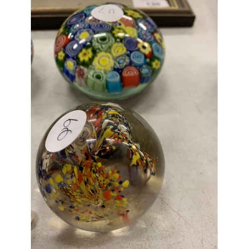 129 - SIX DECORATIVE GLASS PAPERWEIGHTS