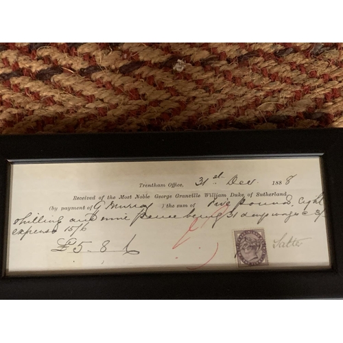 138 - A PAIR OF FRAMED DUKE OF SUTHERLAND RECEIPTS