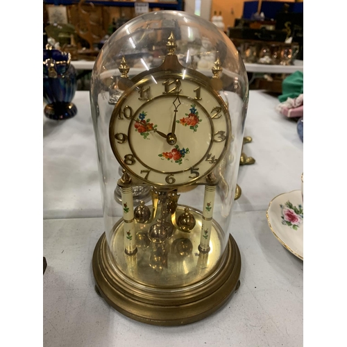 168 - TWO DOMED GLASS MANTEL CLOCKS