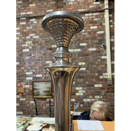 185 - A PAIR OF LARGE DECORATIVE CANDLESTICKS