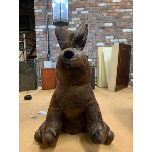 188 - A FAUX LEATHER RABBIT DOORSTOP