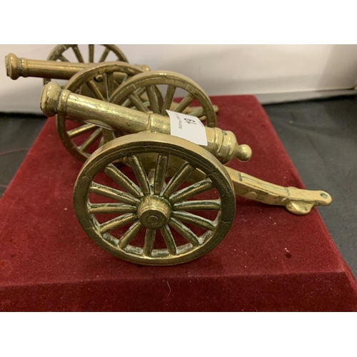 19 - A PAIR OF BRASS CANNONS