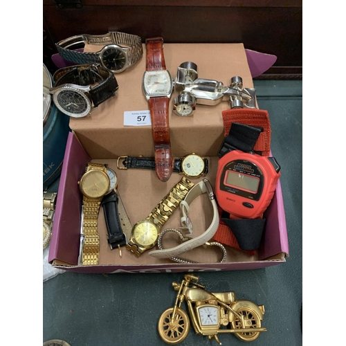 57 - AN ASSORTMENT OF WRISTWATCHES AND VARIOUS WATCH PARTS