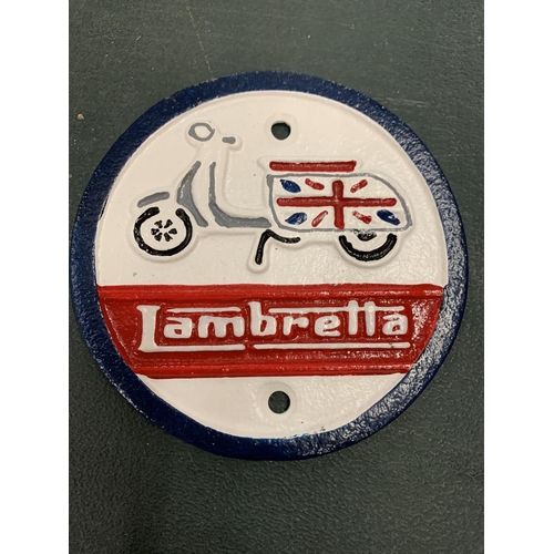 63 - A METAL LAMBRETTA PLAQUE