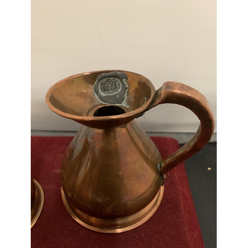 71 - THREE VICTORIAN COPPER MEASURING JUGS