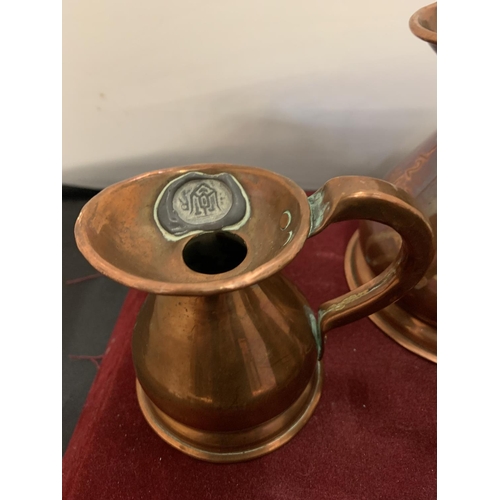 71 - THREE VICTORIAN COPPER MEASURING JUGS