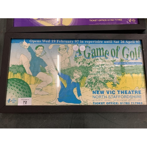 72 - THREE FRAMED 'NEW VIC THEATRE' ADVERTISING POSTERS