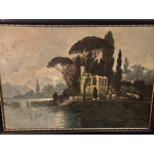 84 - A FRAMED AND SIGNED OIL ON BOARD OF THE CASTLE RUINS