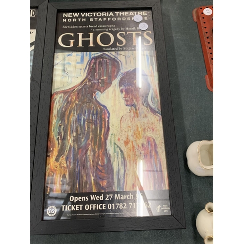 89 - A PAIR OF VICTORIA THEATRE FRAMED POSTERS TO INCLUDE 'GHOSTS' AND 'THE HOUND OF THE BASKERVILLES'