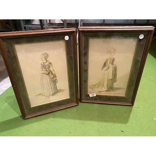 888 - A PAIR OF VINTAGE FRAMED PRINTS OF A HISTORICAL FEMALE FIGURE