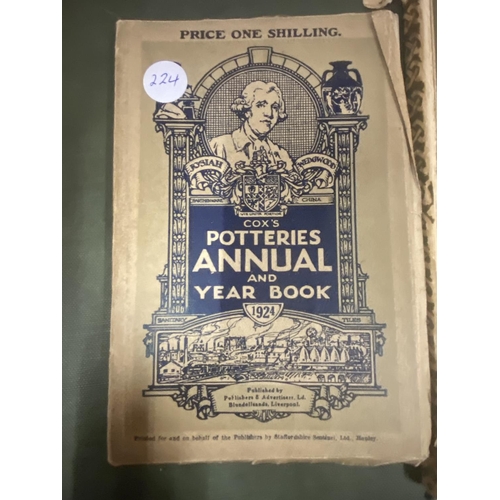 261 - A COX'S ANNUAL POTTERIES YEARBOOK 1024 AND A SENTINEL YEAR BOOK OF THE POTTERIES AND NORTH STAFFORDS... 