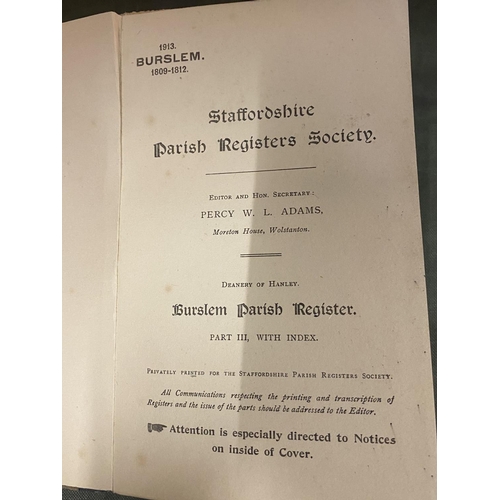 264 - A STAFFORDSHIRE PARISH REGISTERS SOCIETY BURSLEM 1809 - 1812