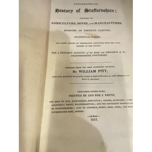 279 - A TOPOGRAPHICAL HISTORY OF STAFFORDSHIRE BY PITT  PART 1 WITH MAP