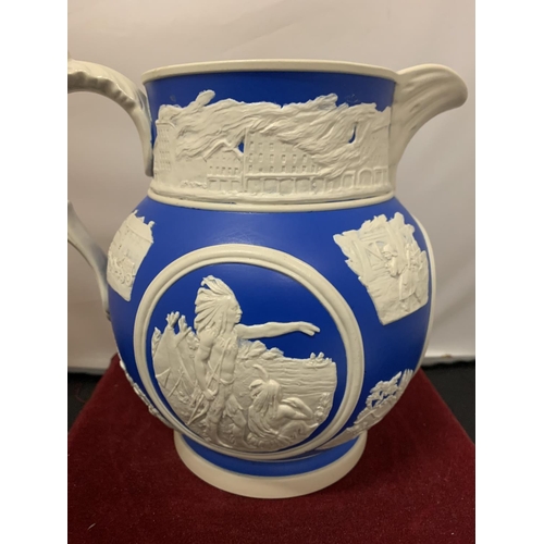 720 - A LIMITED EDITION COPELAND SPRIGGED JUG KNOWN AS THE CHICAGO PITCHER DESIGNED BY FRANK E BURLEY