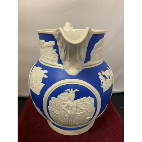 720 - A LIMITED EDITION COPELAND SPRIGGED JUG KNOWN AS THE CHICAGO PITCHER DESIGNED BY FRANK E BURLEY