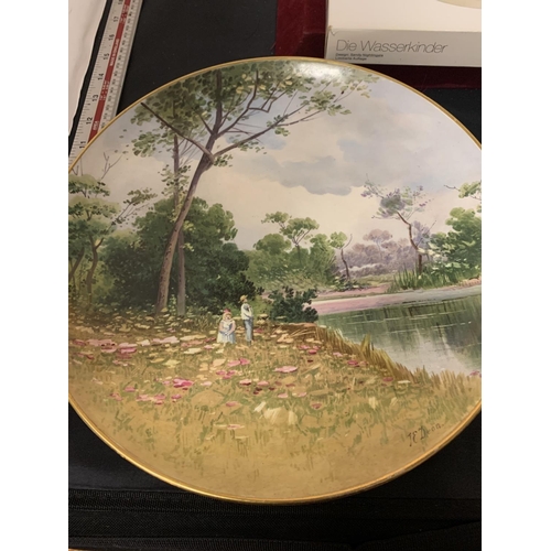 748 - THREE VARIOUS PLATES TO INCLUDE A BOXED WATER BABIES, A ROYAL DOULTON GALLANT FISHERS AND A SUMMER