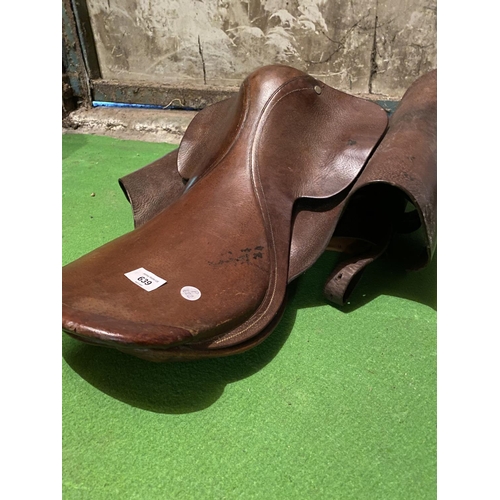 639 - A VINTAGE LEATHER SADDLE