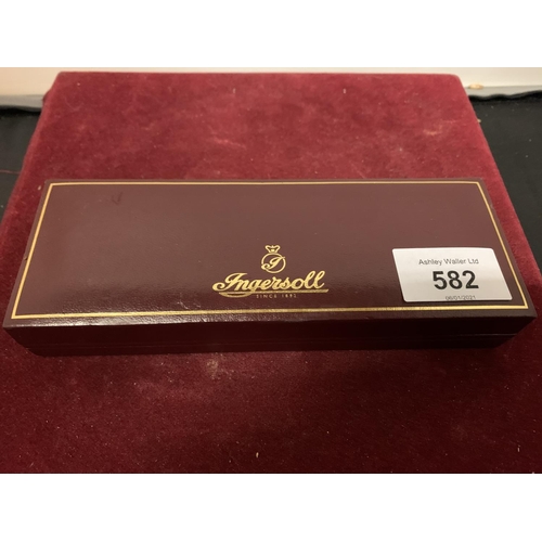 582 - A BOXED INGERSOLL GOLD PLATED PEN