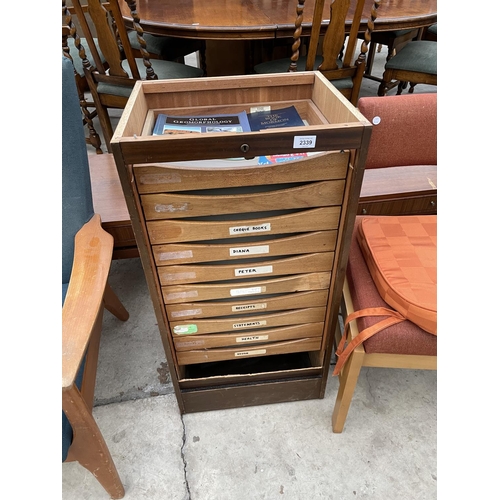 2339 - AN OFFICE STORAGE TEN DRAWER CHEST WITH ROLLER SHUTTER (NO TOP)