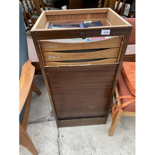 2339 - AN OFFICE STORAGE TEN DRAWER CHEST WITH ROLLER SHUTTER (NO TOP)