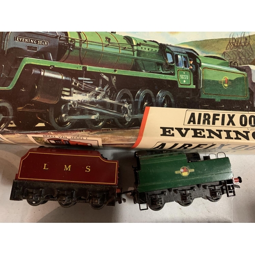 235 - A BOXED AIRFIX OO GAUGE EVENING STAR, A LIMA PULLMAN LOUISA CARRIAGE AND TWO COAL TENDERS