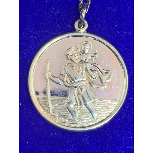 540 - A SILVER ST CHRISTOPHER PENDANT MARKED SILVER ON A CHAIN