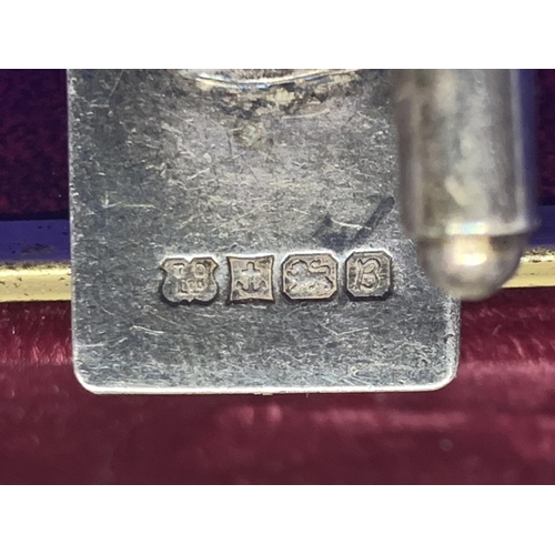 548 - A PAIR OF HALLMARKED BIRMINGHAM SILVER CUFFLINKS ENGRAVED A F H  IN A PRESENTATION BOX