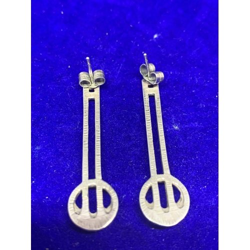 581 - A PAIR OF SILVER CHARLES RENNIE MACINTOSH EARRINGS