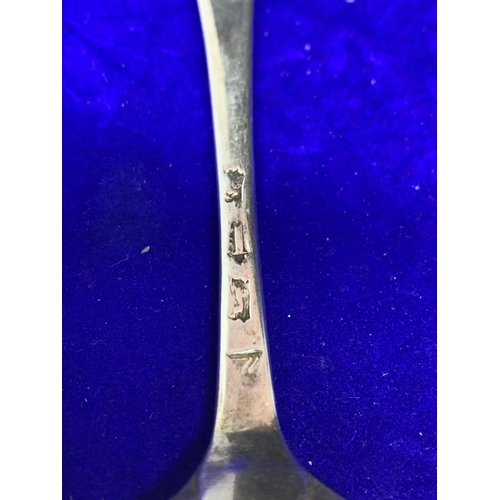 594 - TWO HALLMARKED GEORGIAN SILVER SPOONS