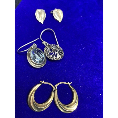 608 - SEVEN PAIRS OF VARIOUS SILVER EARRINGS TO INCLUDE LARGE STONE EXAMPLES