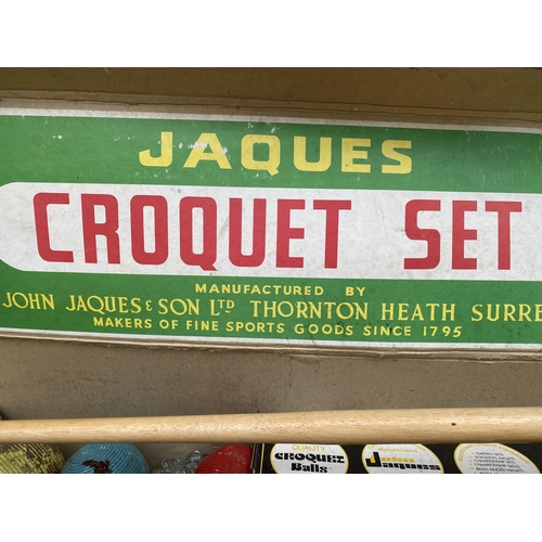 1228 - A BOXED JOHN JAQUES CROQUET SET