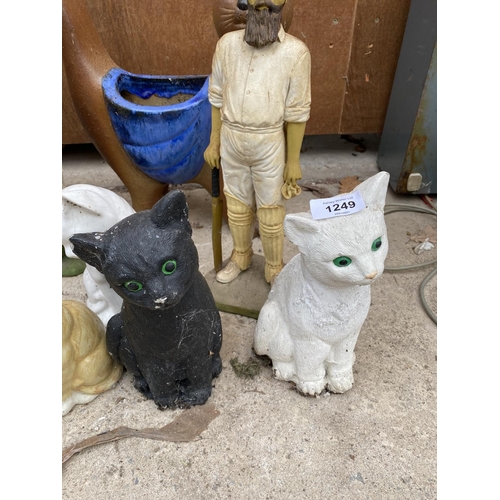 1249 - A COLLECTION OF GARDEN ORNAMENTS TO INCLUDE CATS