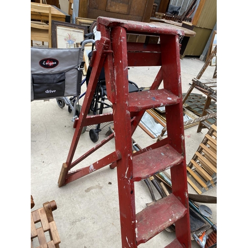 1268 - A SET OF VINTAGE G A JONES WOODEN STEP LADDERS