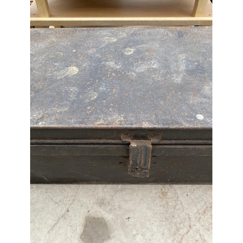 1279A - A VINTAGE METAL TOOL CHEST AND A FURTHER WOODEN SHOE RACK