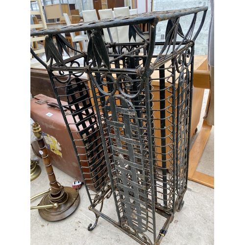 1282 - A VINTAGE KITCHEN STOOL WITH STEPS AND A VINTAGE METAL CD RACK