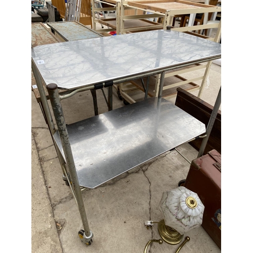 1284 - A VINTAGE STAINLESS STEEL SERVING TROLLEY/DENTISTS TROLLEY