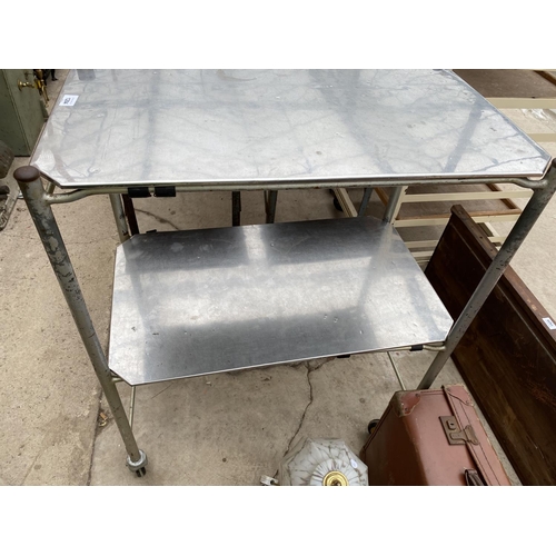 1284 - A VINTAGE STAINLESS STEEL SERVING TROLLEY/DENTISTS TROLLEY