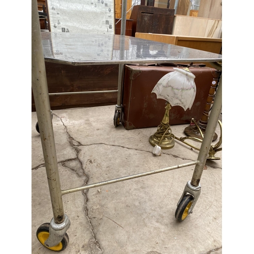 1284 - A VINTAGE STAINLESS STEEL SERVING TROLLEY/DENTISTS TROLLEY