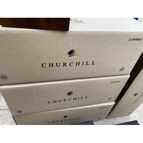 1287 - EIGHT NEW AND BOXED CHURCHILL WOODEN RECTANGULAR RISERS