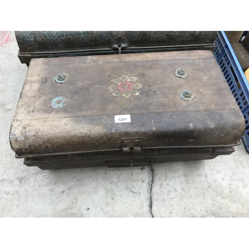 1291 - THREE VINTAGE METAL TOOL CHESTS