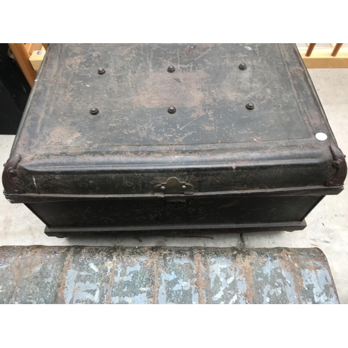 1291 - THREE VINTAGE METAL TOOL CHESTS