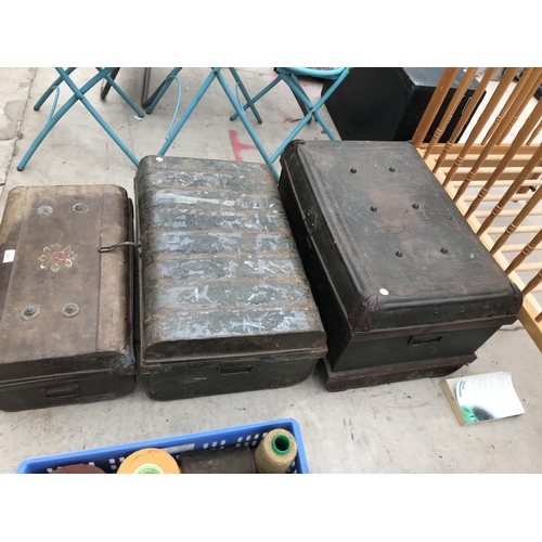 1291 - THREE VINTAGE METAL TOOL CHESTS